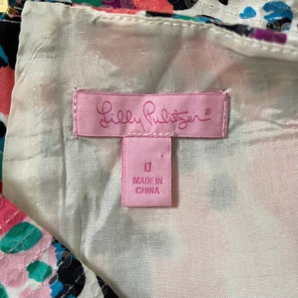 LILLY PULITZER Sequin Mini Skirt - Tate Cameo White Sweet Nothing - Size 0 - Picture 2 of 5